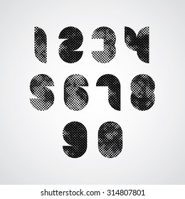 Black and white dotty graphic decorative numbers. 