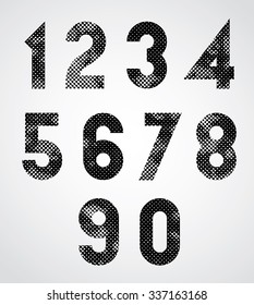 Black and white dotty graphic decorative numbers. 