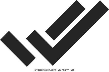 Black and White Double Check Icon