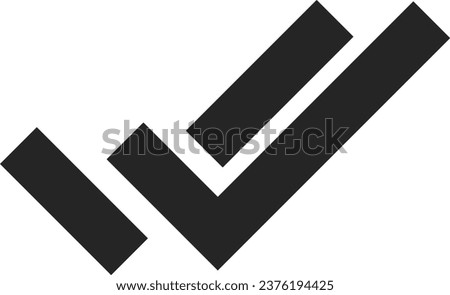 Black and White Double Check Icon