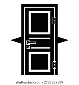 Black and white double door with hinges and keyhole