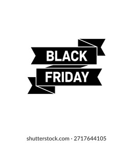 Black and white double horizontal ribbon banner icon with Black Friday text