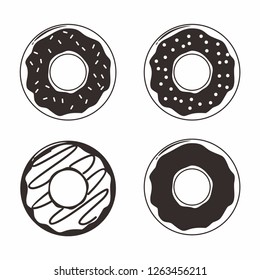 Black and white doughnut vector on isolated background