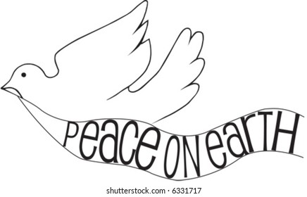 black and white dove with peace banner vector