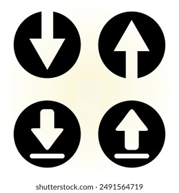 black and white download and upload icon vector