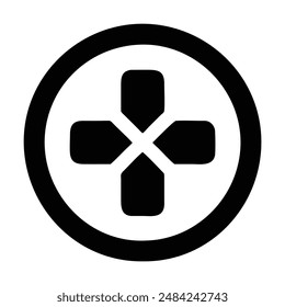 Black and white d-pad icon on white background. Vector illustration