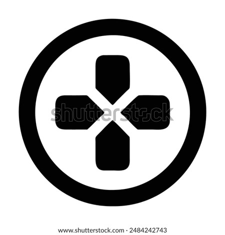 Black and white d-pad icon on white background. Vector illustration