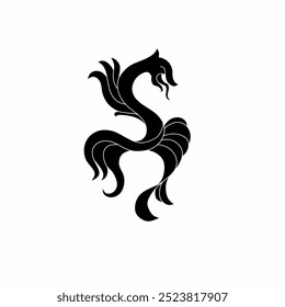black and white dragon abstract design

