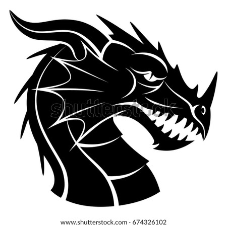 Black White Dragon Head Stock Vector (Royalty Free) 674326102 ...