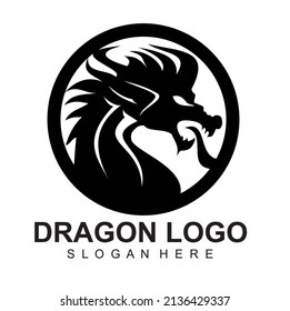 Black and white dragon head logo for vector design