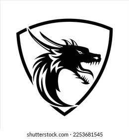 Símbolo de la cabeza del dragón blanco y negro