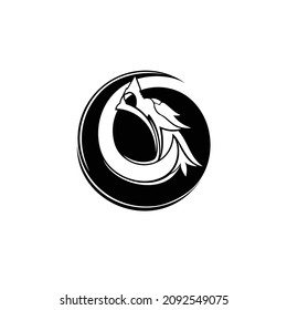 Logo del dragón blanco y negro con posición circular