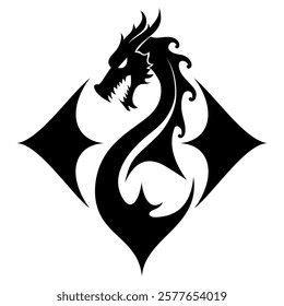 Black and white Dragon logo silhouette.