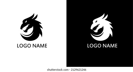 black and white dragon logo vector