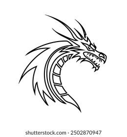 black and white dragon. logos and tattoos. outline design style. Suitable for e-sports, games, squads, etc. design template vector