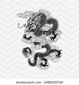 black and white dragon vector, dragon logo, dragon background