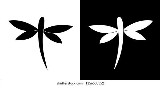 Black and White Dragonfly Icons, Vector Design