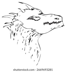 Cabeza de dragón en forma de Vector en blanco y negro