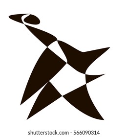 Black and white drawing of abstract man