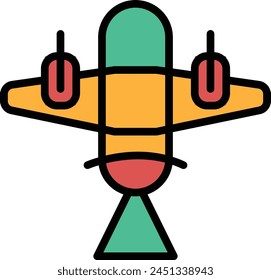 A black and white drawing of an airplane. The airplane is in the air and has a white tail