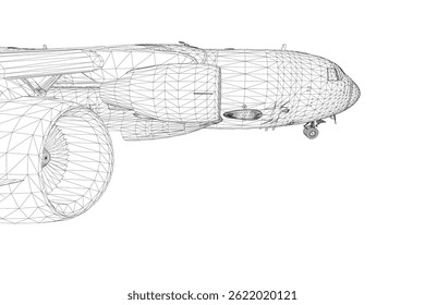 A black and white drawing of an airplane. The drawing has a sense of motion and energy, as if the airplane is taking off or flying through the air