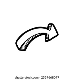 A black and white drawing of an arrow pointing down