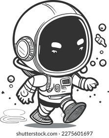 A black and white drawing of an astronaut