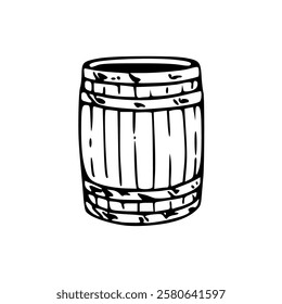 A black and white drawing of a barrel