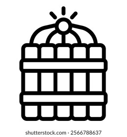 Black and white drawing of a barrel with a light shining through it