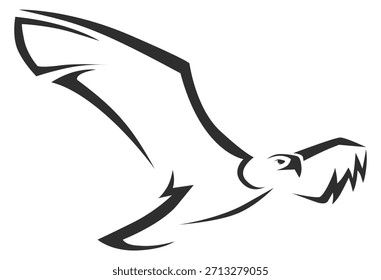 Un dibujo en blanco y negro de un pájaro con un pico afilado