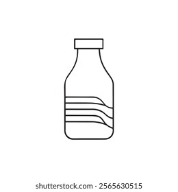 A black and white drawing of a bottle