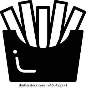 A black and white drawing of a bowl of french fries. The fries are cut into long thin strips and are arranged in a way that they look like they are in a bowl