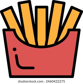 A black and white drawing of a bowl of french fries. The fries are cut into long thin strips and are arranged in a way that they look like they are in a bowl