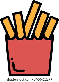 A black and white drawing of a bowl of french fries. The fries are cut into long thin strips and are arranged in a way that they look like they are in a bowl