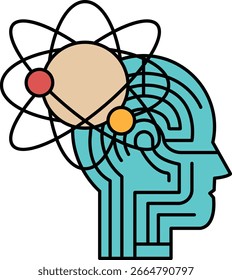 A black and white drawing of a brain with a flower in the middle. The drawing is of a person's head with a brain