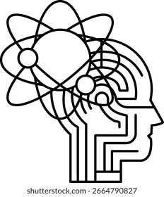 Eine schwarz-weiße Zeichnung eines Gehirns mit einer Blume in der Mitte. Die Zeichnung zeigt den Kopf einer Person mit einem Gehirn