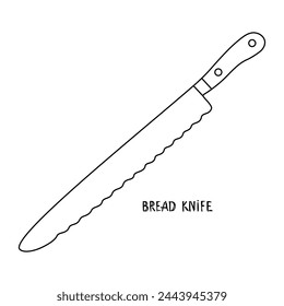 A Black and White Drawing of a Bread Knife