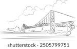 black and white drawing of bridge