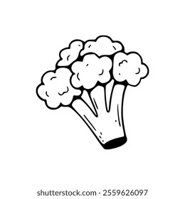 A black and white drawing of broccoli