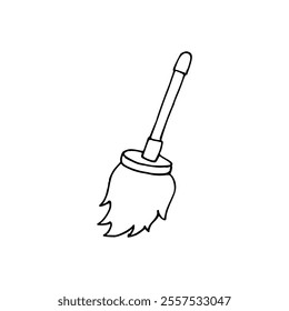 A black and white drawing of a broom