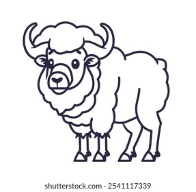 Black and white drawing of a bull with a white face. The bull is standing with its head up and looking to the right