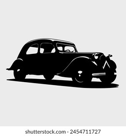 a black and white drawing of a car with a cross on the front