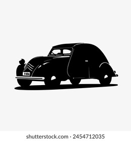 a black and white drawing of a car with a cross on the front