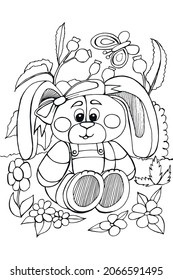 Black and white drawing. Cartoon children's illustration for coloring book page.