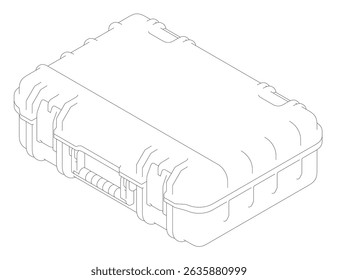 Un dibujo en blanco y negro de una caja con tapa blanca. La caja es rectangular y tiene un asa