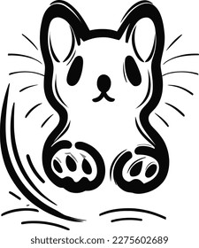 A black and white drawing of a cat