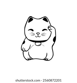 A black and white drawing of a cat