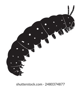 A black and white drawing of a caterpillar