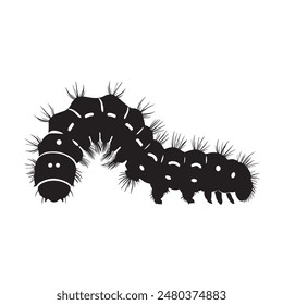 A black and white drawing of a caterpillar