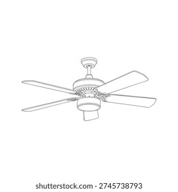 A black and white drawing of a ceiling fan